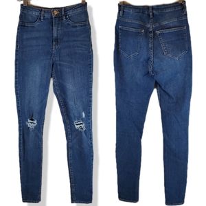 H&M Divided Skinny Stretch Jeans Pants Size 2 Womens Distressed